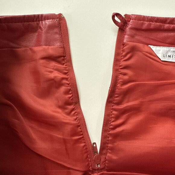 Vintage Limited Express Red Leather Pencil Skirt Retro Glam Mob Wife Women’s 9 - Picture 8 of 11